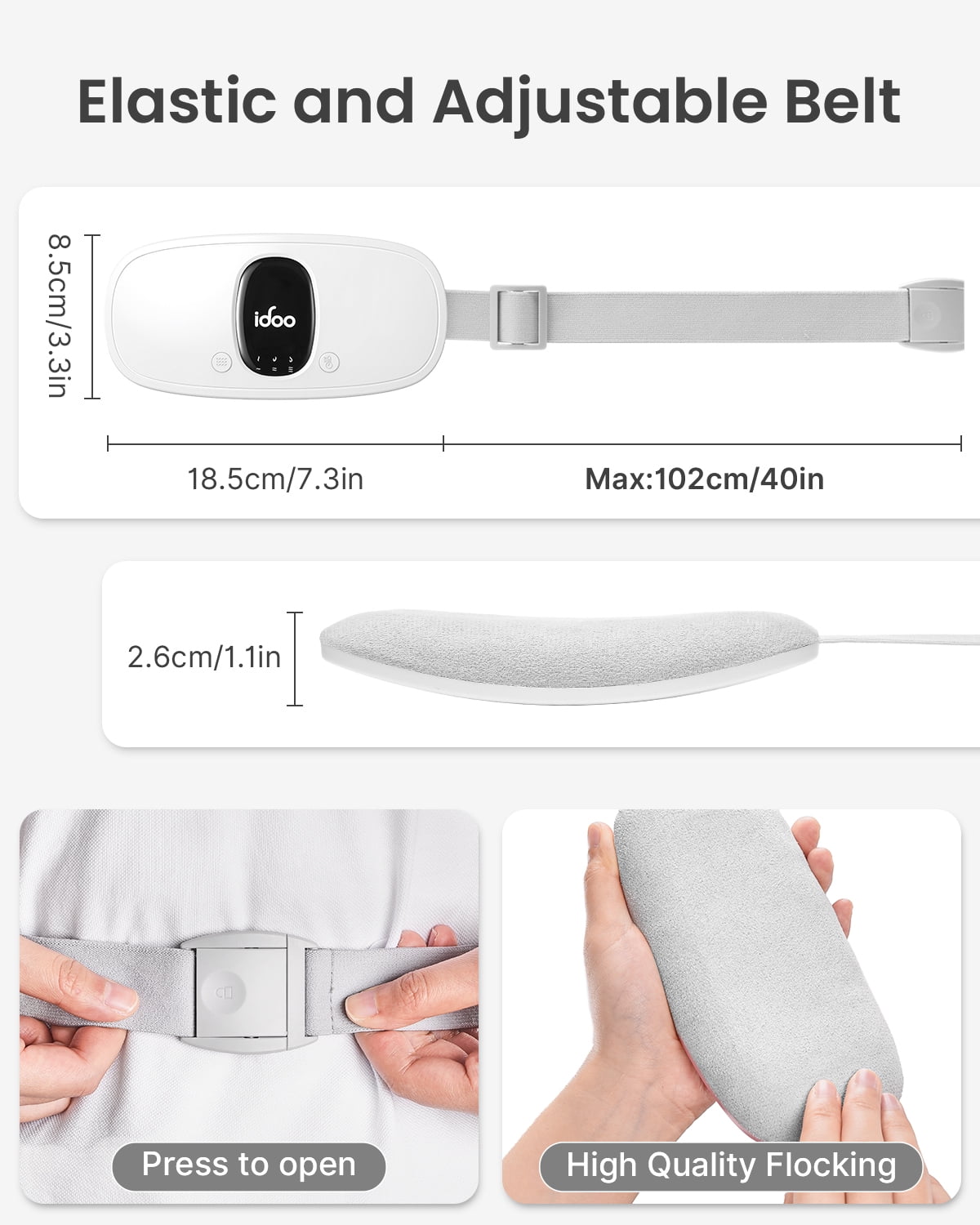 Cordless Electric Heating Pad for Cramps, 3 Heat Setting, 3 Massage Modes, FSA HSA Eligible, White