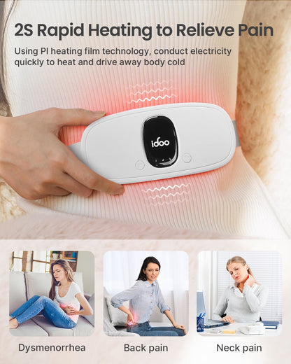 Cordless Electric Heating Pad for Cramps, 3 Heat Setting, 3 Massage Modes, FSA HSA Eligible, White