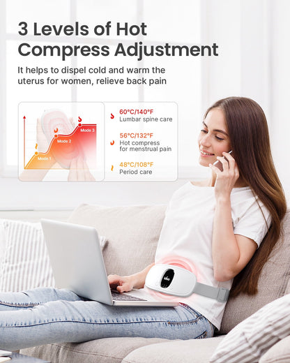 Cordless Electric Heating Pad for Cramps, 3 Heat Setting, 3 Massage Modes, FSA HSA Eligible, White
